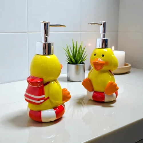 Vista 2 de Dispensador de Jabón con Forma de Pato Lindo para Fregadero de Cocina - Dispensador de Jabón para Niños para Decoración Linda de Baño - Regalo Ideal
