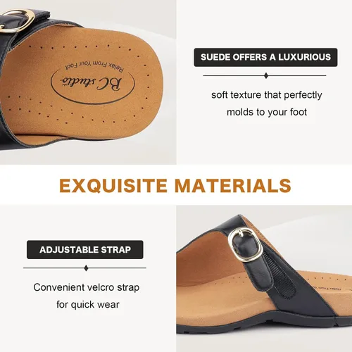 Vista 4 de BCSTUDIO Sandalias ortopédicas para mujer con soporte para el arco, cómodas sandalias ortopédicas de verano para caminar, informales, elegantes