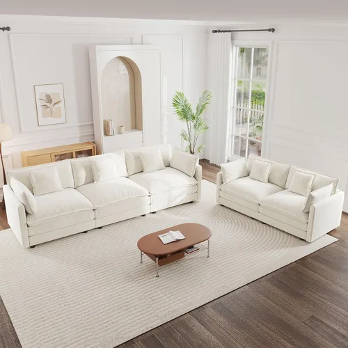 Vista 51 de 76.7" Cloud Couch for Living Room, Deep Seat Loveseat Sofa, Beige Breathable Chenille, 2-Seats Couch for Apartment Small Spaces, Pocket Spring