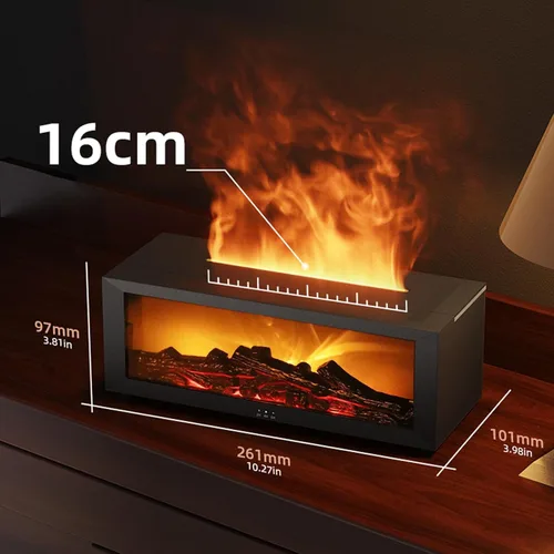 Vista 2 de Difusor de aceite esencial de aroma para chimenea, humidificador ultrasónico de 5.1 fl oz, difusor de aroma con control remoto y temporizador