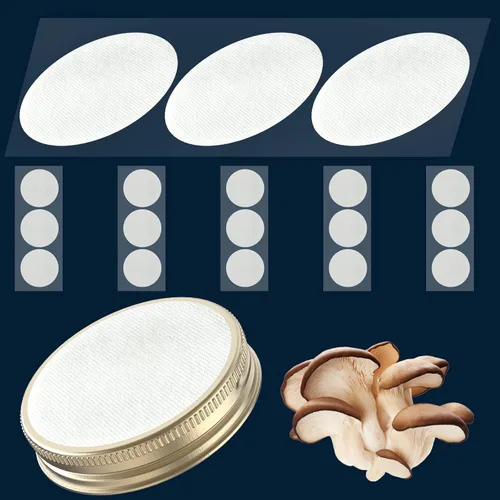 Vista 8 de 64 unids 0.787 in diámetro sintético filtro disco hidrófobo PTFE membrana 0.3um poro tamaño adhesivo fuerte para el cultivo de hongos
