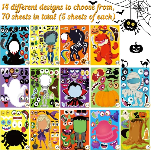 Vista 3 de Moon Boat 70 hojas de calcomanías de Halloween para niños