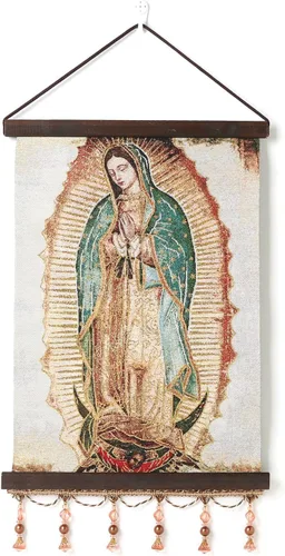 Vista 14 de HZMAN Holy Family Jesús María José Pintura Retro Hecho a Mano Tejido Arte de Pared Decoración Estética Imagen para Sala de estar Dormitorio Marco