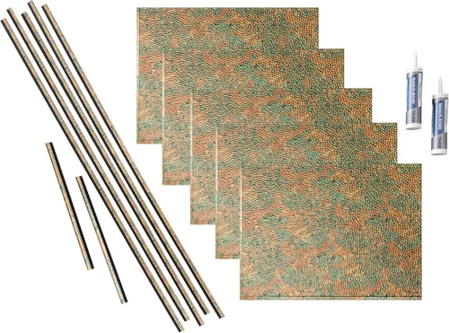 Vista 20 de FASÄDE Kit de protector contra salpicaduras de vinilo decorativo martillado de 15 pies cuadrados en bronce antiguo