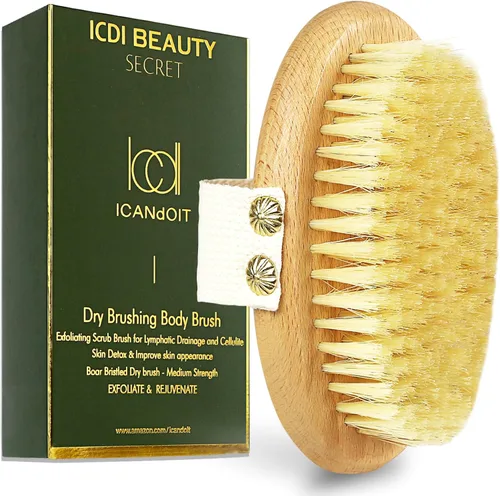 Vista 9 de Cepillo corporal de cepillado en seco, cerdas de sisal, cepillo de masaje exfoliante para celulitis y linfático, mejora la circulación, detiene