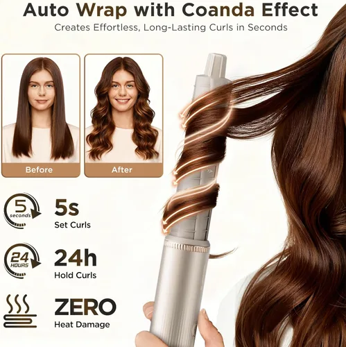 Vista 3 de O.H.B Estilizador de cabello de aire caliente 5 en 1, cepillo secador de pelo de alta velocidad de 110,000 RPM, envoltura de aire iónico con secado
