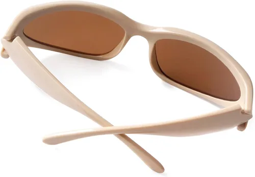 Vista 5 de ADE WU Gafas de sol envolventes de moda para mujeres y hombres Marco beige/lente marrón