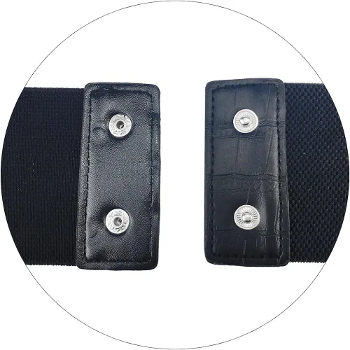 Vista 6 de Cinturón de cintura ancha de piel sintética para mujer, remaches huecos, cintura elástica, Negro