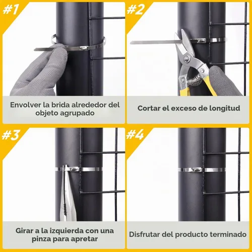 Vista 9 de Sinlon Sujetacables de metal resistentes con cortador de alambre (con cortador de bridas) - Acero inoxidable resistente a los rayos UV, 30