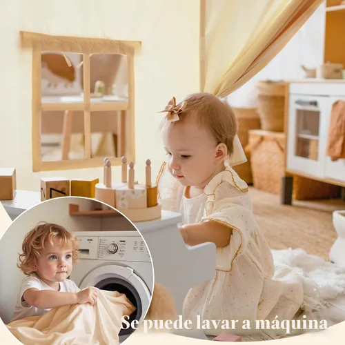 Vista 5 de Razee - Tienda de campaña para niños con alfombrilla acolchada, tienda de campaña para interiores para niños pequeños Large Kids Tent Indoor Beige