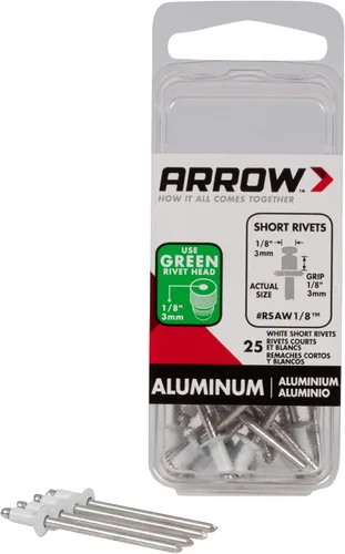 Vista 11 de Arrow RSA1/8IP - Remaches cortos de aluminio para metal, tela, cuero y reparación de automóviles, 1/8 pulgadas, paquete de 25