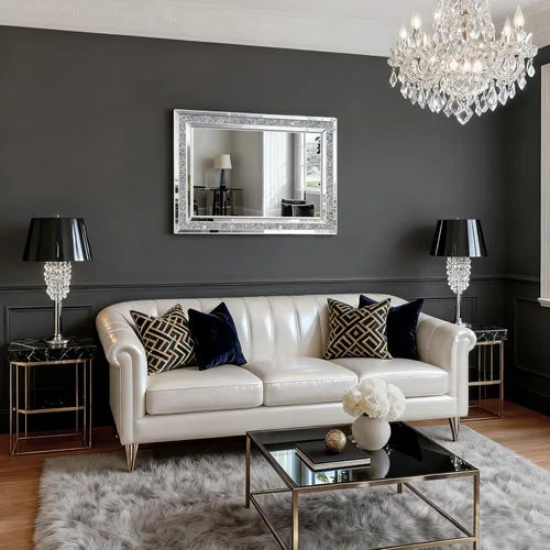 Vista 4 de Espejo decorativo de pared, espejo de diamante triturado
