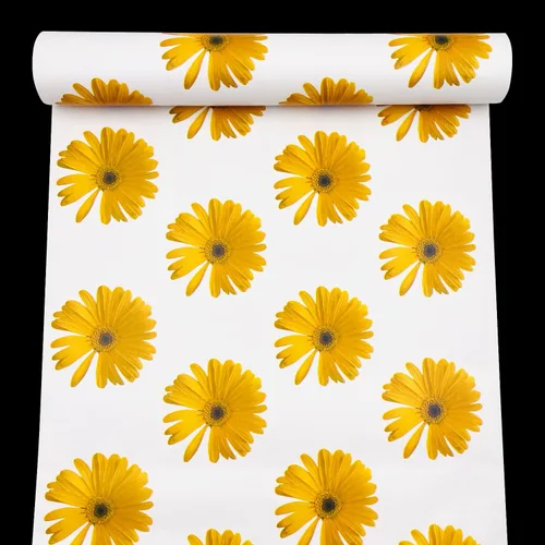 Vista 2 de Yifely Revestimiento de estante extraíble para encimeras de papel para cubrir gabinetes de cajones antiguos de apartamentos, margarita amarilla
