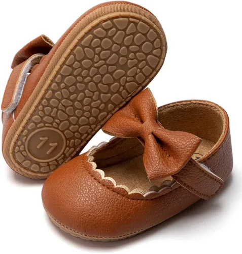 Vista 2 de HsdsBebe Zapatos planos Mary Jane para bebés y niñas, suela suave, antideslizante, con lazo, suela suave, para los primeros pasos, zapatos de vestir