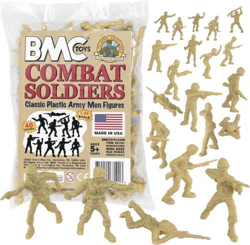 Vista 9 de BMC Classic OD Green Plastic Army Men - 40 figuras de soldado de la Segunda Guerra Mundial - Fabricado en Estados Unidos