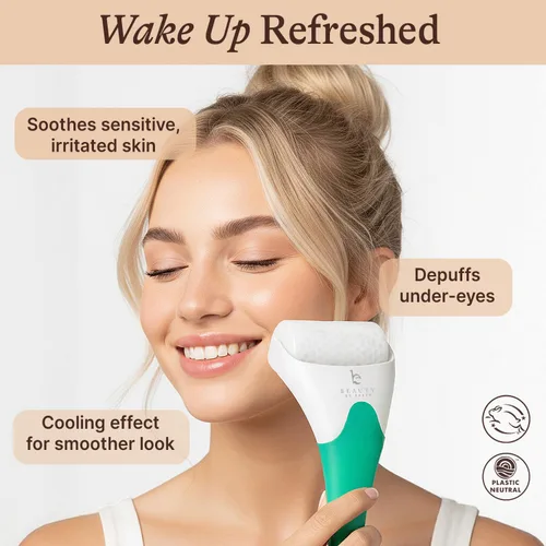 Vista 2 de Rodillo de hielo para rostro: suaviza líneas finas y arrugas, rodillo facial y de ojos para ojos hinchados, masajeador de cuidado de la piel, regalo