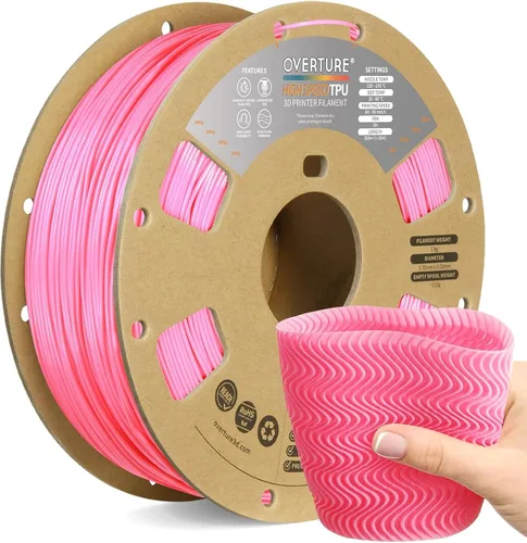 Vista 61 de OVERTURE - Filamento de TPU de 1/16 pulgadas, rollo flexible de poliuretano termoplástico, impresora 3D suave, 95A, carrete de 2.2 libras, precisión