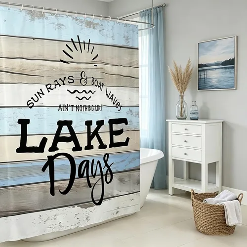 Vista 20 de Castle Fairy Lake Life - Cortina de ducha con silueta de árboles, juego de cortina de ducha para niños y adultos, cortina de baño de campamento