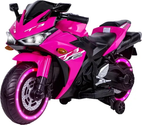 Vista 11 de TAMCO - Motocicleta para niños, motocicleta de 12 V con carreras de mano, freno de pie, rueda ligera, juguetes para niños, bicicleta eléctrica