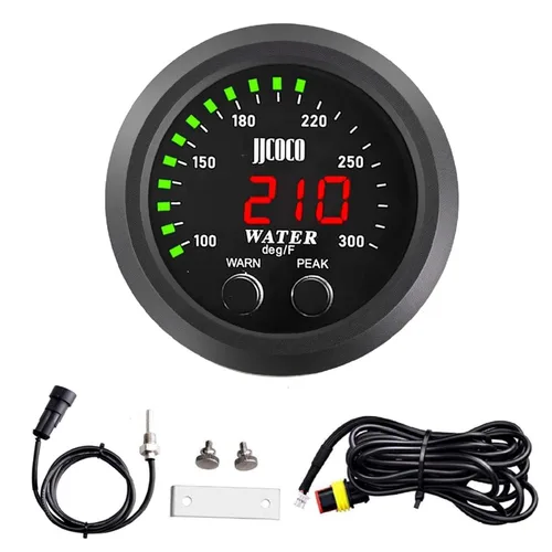 Vista 16 de Universal 52mm Medidor de Temperatura de Agua 0-300F (-17~187C) Electrónico LED Digital Azul DC12V para Automóvil con Adaptador de Sensor
