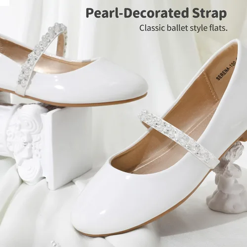 Vista 3 de DREAM PAIRS Zapatos de vestir Mary Jane para niñas, zapatos planos de bailarina para boda, fiesta (bebéniño pequeñoniño grande)