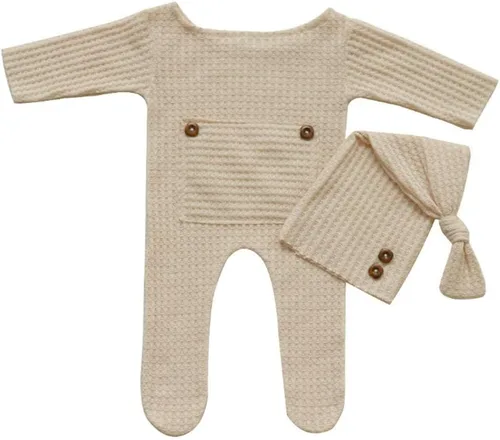 Vista 5 de Moda recién nacido niños niñas bebé sesión de fotos accesorios trajes ganchillo ropa sombrero de cola larga pantalones accesorios de fotografía