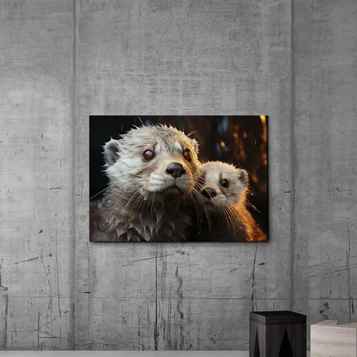 Vista 4 de Fox Mother Cub Print, In The Style Of Stencil,Based, Ivory, Kids Wall Art, Kids Wall Art Display, Mom And Baby Animal Art Print, Wall Art, Art Print