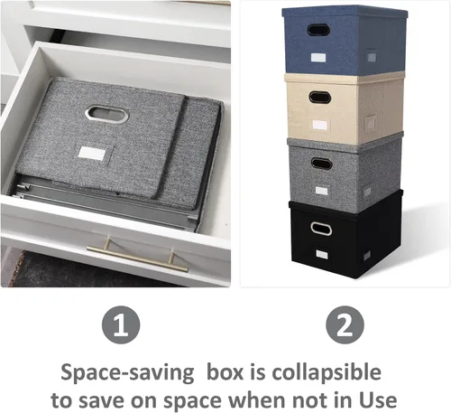 Vista 4 de Organizador de archivos, caja de almacenamiento plegable para oficina, caja de archivos con tapas, organizador de documentos para oficina y hogar