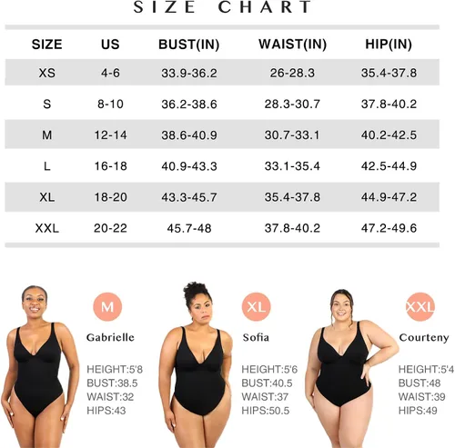 Vista 5 de FeelinGirl Shapewear Bodysuit Tummy Control Slim Body Shaper Deep V Neck Thong Body Suits for Women