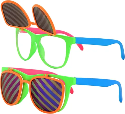 Vista 6 de Flip Up Neon Hipster Costume Glasses for Teens and Adults