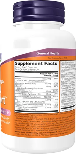 Vista 2 de Suplementos NOW, Ocu Support™ con luteína FloraGLO®, además de vitaminas A, C y E, 90 cápsulas vegetales