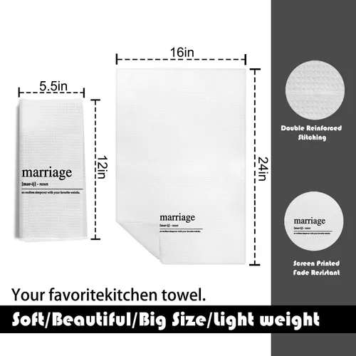 Vista 2 de Regalos de boda para parejas, recién casados, regalos de matrimonio, toallas de cocina para matrimonio, toallas de tejido de gofre de definición