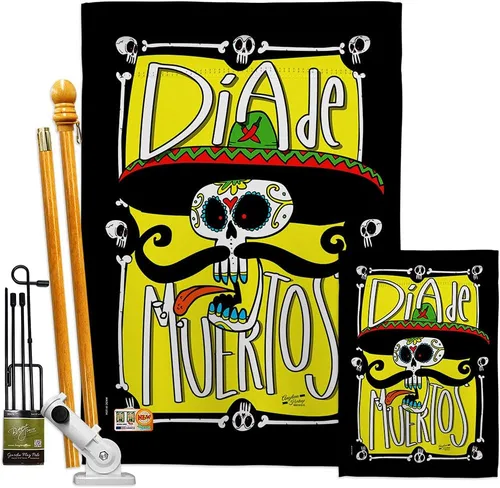 Vista 17 de Dia De Los Muertos Decoraciones Otoño Día de Muertos Decoración Habitación Hogar Mexico Mexicanos Ourdoor Interior Halloween Bandera Tapiz Césped