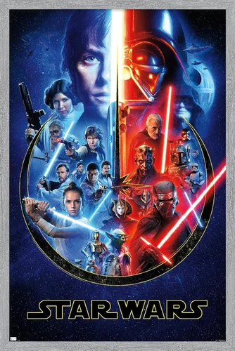 Vista 16 de Trends International Star Wars: Saga - Póster de pared Skywalker Saga, 22.4 pulgadas de largo x 14.7 pulgadas, versión enmarcada de madera de granero