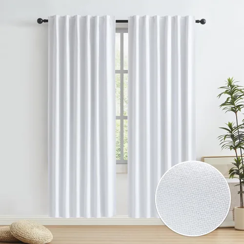 Vista 53 de KEQIAOSUOCAI - Cortinas opacas naturales de 108 pulgadas de largo, cortinas modernas con pestaña trasera, paneles plisados para sistema de cortina