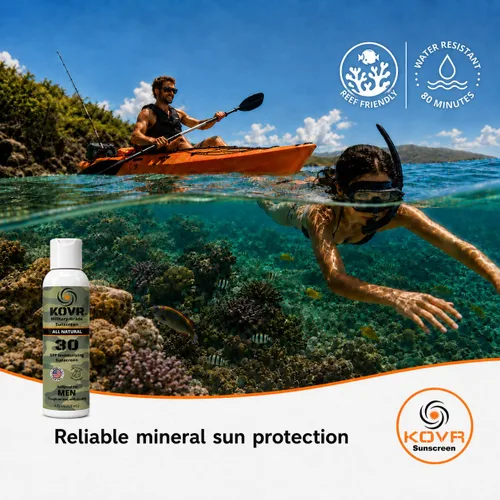 Vista 4 de Kovr Reef Safe Protector solar mineral SPF 30 con óxido de zinc, sin perfume, 4 onzas líquidas