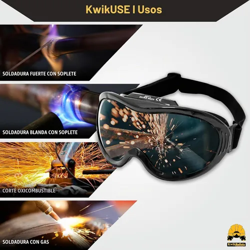 Vista 6 de KwikSafety - Charlotte, NC - Black Welding Goggles Brazing Flame Cutting Eye Protection