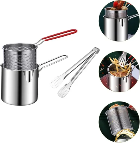 Vista 5 de Cesta de acero inoxidable para freír freidoras freidoras sartén fuente de cocina para restaurante cocina hotel hogar