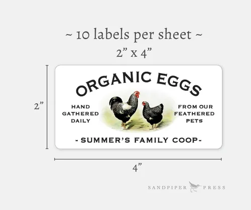 Vista 4 de Etiquetas personalizadas para cartones de huevos, calcomanías impresas personalizadas, mate o brillante, 2 x 4 pulgadas, disponibles en cantidades