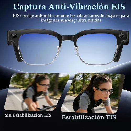 Vista 3 de Lentes inteligentes AI con cámara, lentes de cámara Bluetooth antivibración de 8 MP, grabación de video de 1080P, reducción de ruido de doble