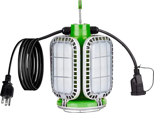 Vista 5 de PowerSmith PTLK516-130 - Luz de trabajo LED temporal de 16,000 lúmenes con 4 paneles pivotantes, gancho de metal de montaje rápido y cable