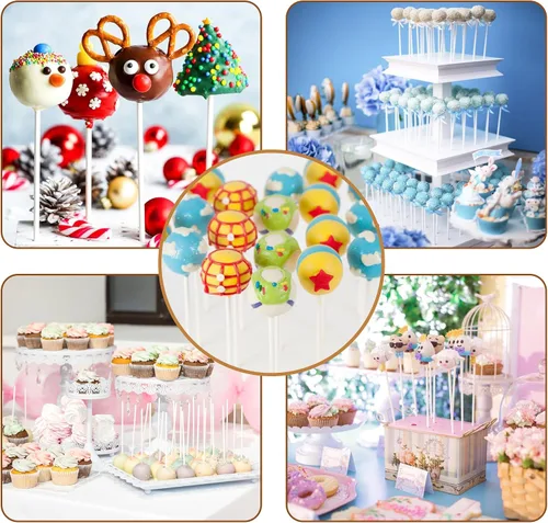 Vista 5 de 8 Inch Lollipop Sticks and Wrappers Kit, 300 Pcs for Large Cake Pop, Candy