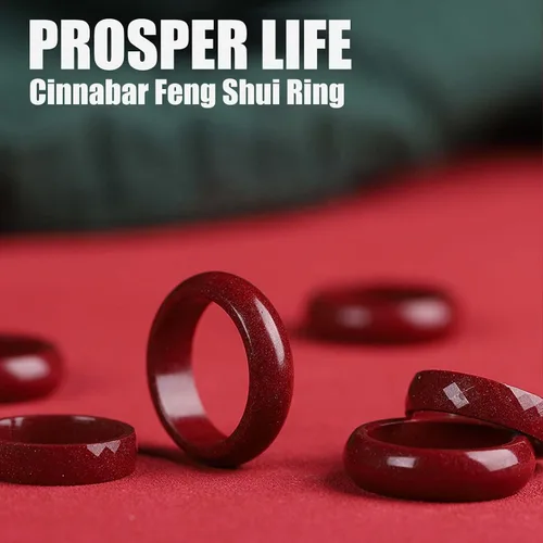 Vista 2 de HETICA Anillo de cinabrio de Feng Shui, anillo de cinabrio que atrae riqueza Feng Shui para hombres y mujeres, riqueza y protección, amuleto