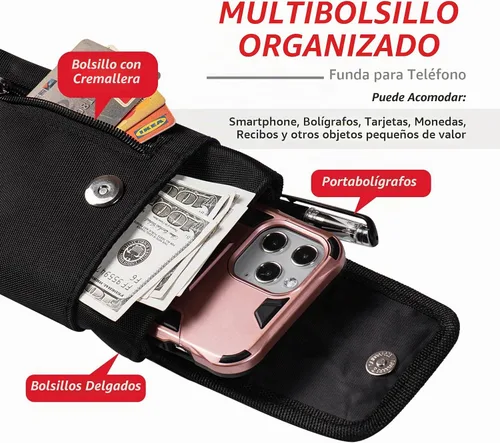 Vista 4 de Ranboo Funda de nailon para teléfono celular para cinturón, funda para teléfono con clip para cinturón para iPhone 17 Pro Max 16 Pro Max 15 Pro Max