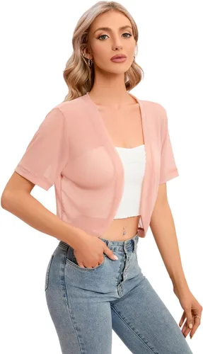 Vista 4 de Chal de gasa de moda para mujer, chaqueta de bolero, cárdigan