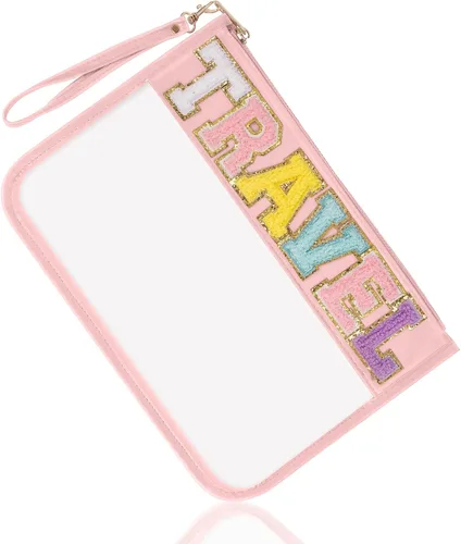 Vista 10 de Regalos de Apreciación para Profesores TEACH Bolso de Maquillaje de Chenilla con Letras, Bolso Transparente de PVC con Monograma y Cremallera