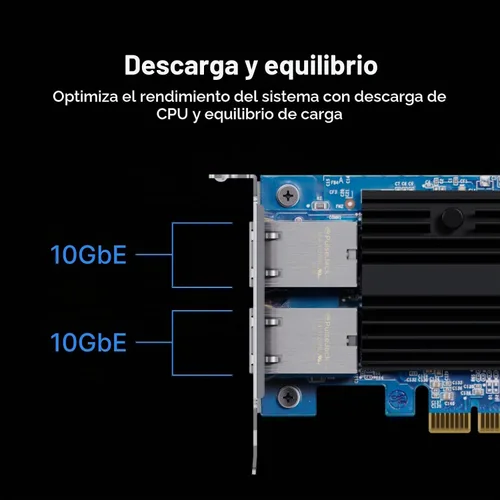 Vista 3 de Synology Adaptador de red PCIe RJ-45 de 2 puertos 10GbE E10G30-T2