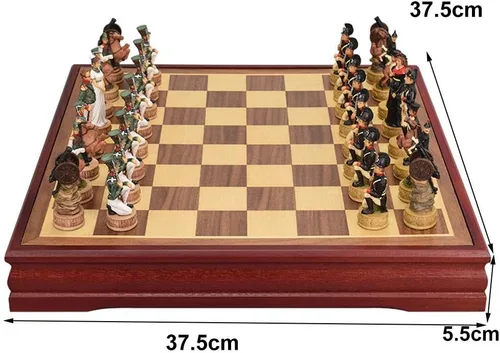 Vista 3 de Juego de ajedrez para adultos y niños, juego de ajedrez de madera y personajes, tablero de ajedrez plegable portátil, juego para adultos y niños