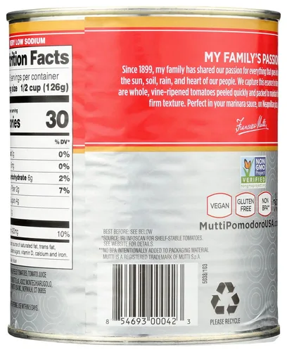Vista 2 de Mutti Tomates pelados enteros (Pelati), 28 onzas, paquete de 12, marca de tomates #1 de Italia, sabor fresco para cocinar, tomates enlatados, aptos