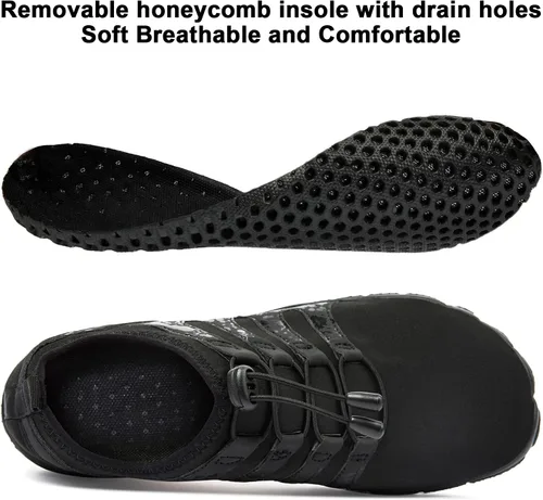 Vista 3 de Josaywin Zapatos de agua para hombre descalzos de secado rápido, calcetines acuáticos para natación, buceo, surf, piscina, deportes acuáticos